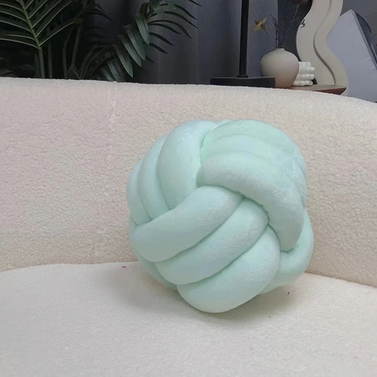 1Pc-Handwoven Knotted Ball Pillow, Soft Home Decoration, Plush Pillow, round Throw Pillow, Bed Knotted Pillow