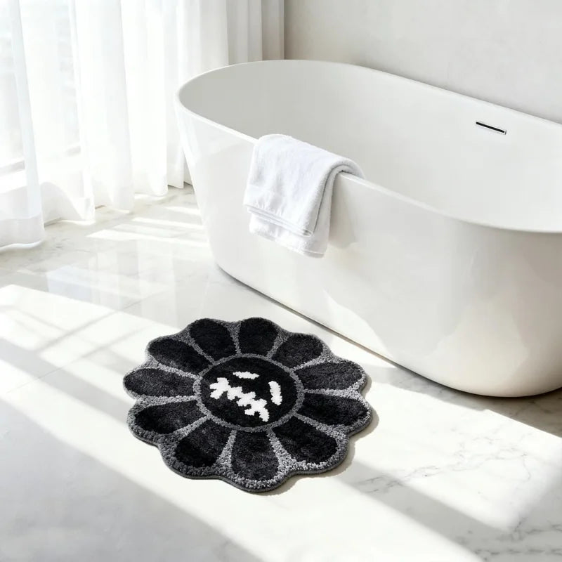 Gothic Sunflower Floor Mat Absorbency Non-Slip Bathroom Mat Living Room Bedroom Bed Side Carpet Home Decoration