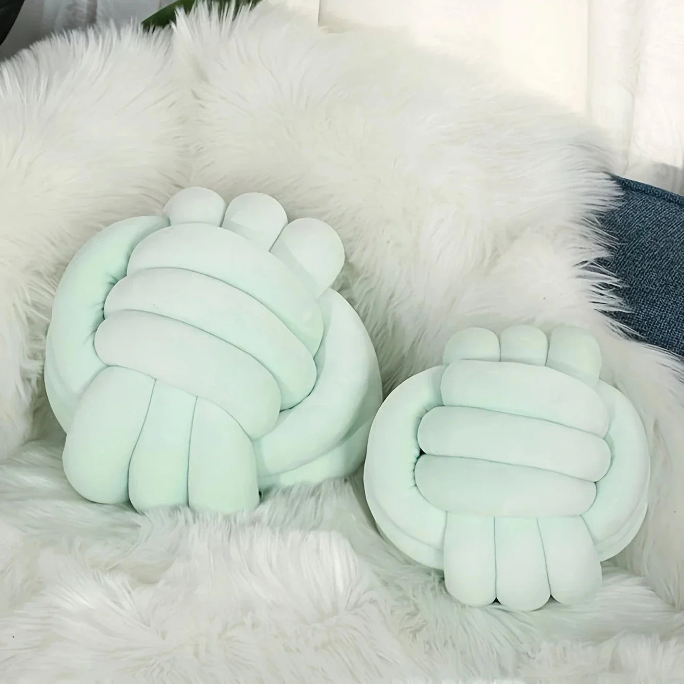 1Pc-Handwoven Knotted Ball Pillow, Soft Home Decoration, Plush Pillow, round Throw Pillow, Bed Knotted Pillow