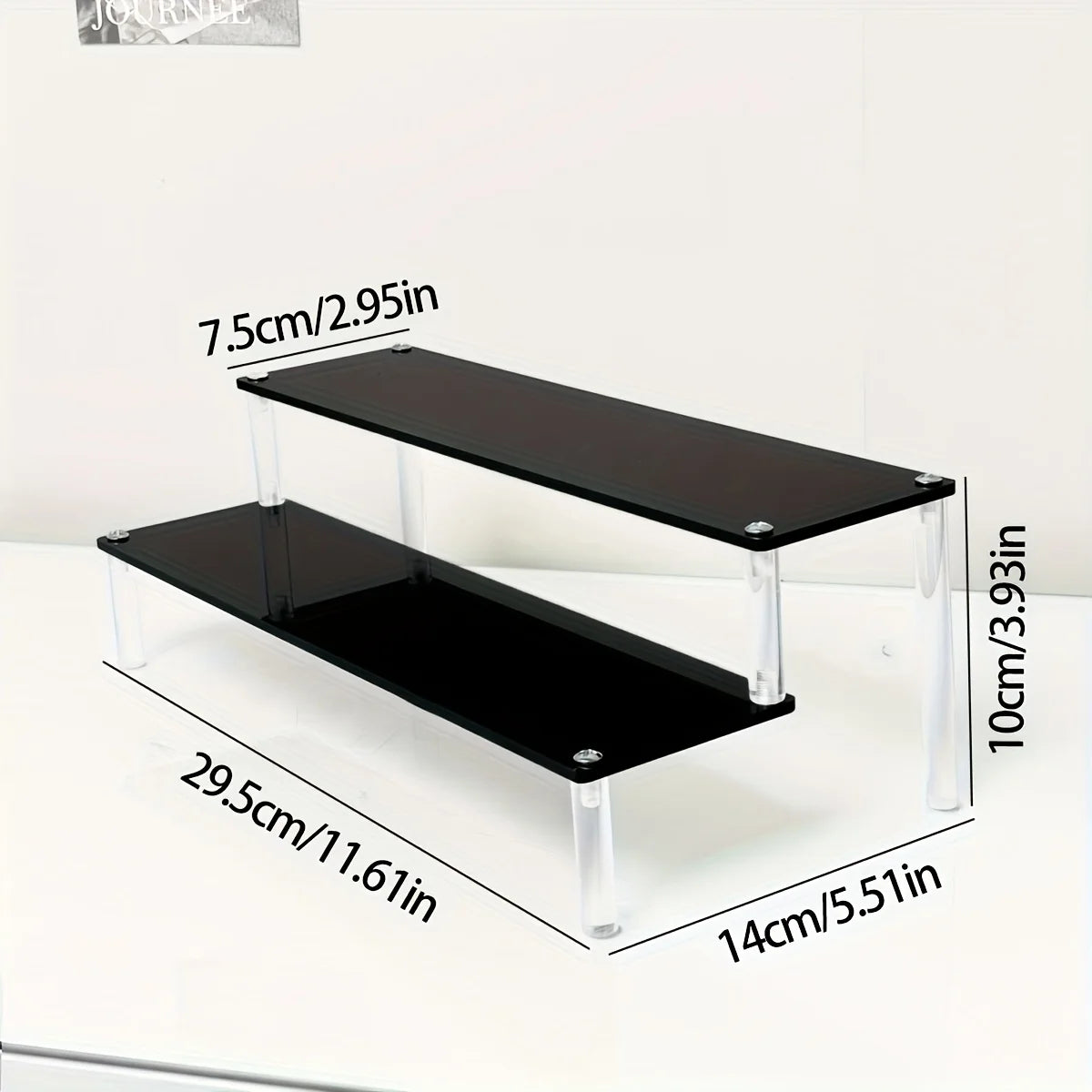 1Pc Multi-Functional Perfume Step Display Rack - Black/Transparent Acrylic Desktop Organizer for Cosmetics & Bracelets, Ideal Fo