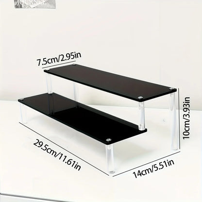 1Pc Multi-Functional Perfume Step Display Rack - Black/Transparent Acrylic Desktop Organizer for Cosmetics & Bracelets, Ideal Fo