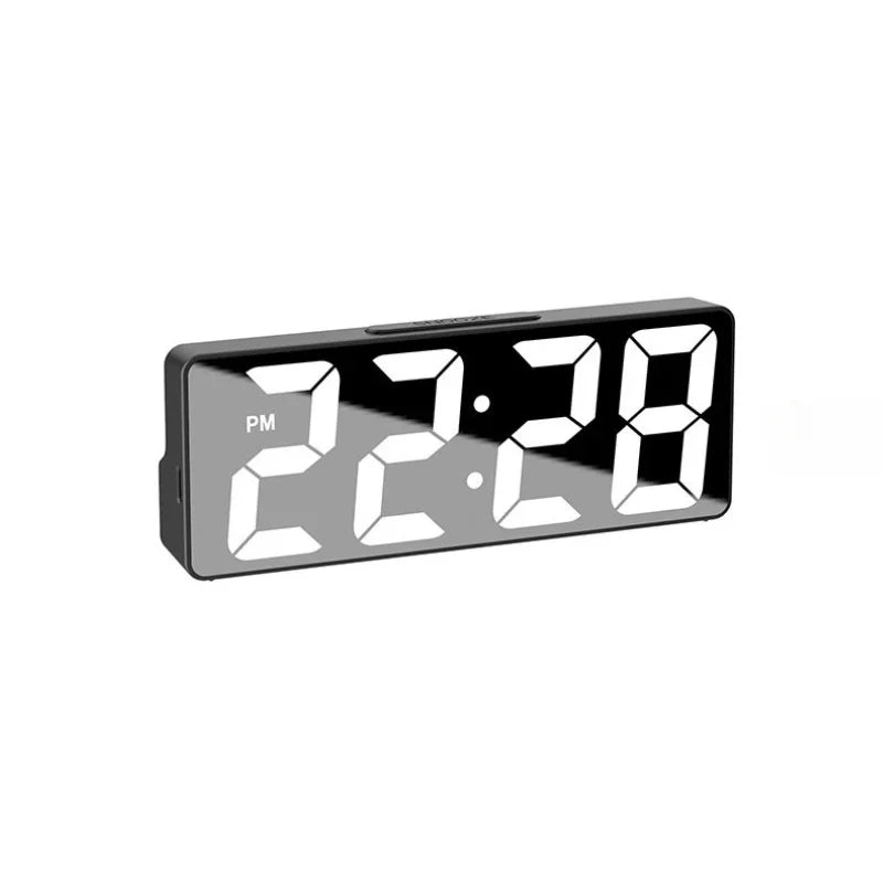 Digital Alarm Clock,Mirror Surface LED Electronic Clock,Adjustable Brightness, Snooze Model, 12/24H Display,Alarm Clock for Home