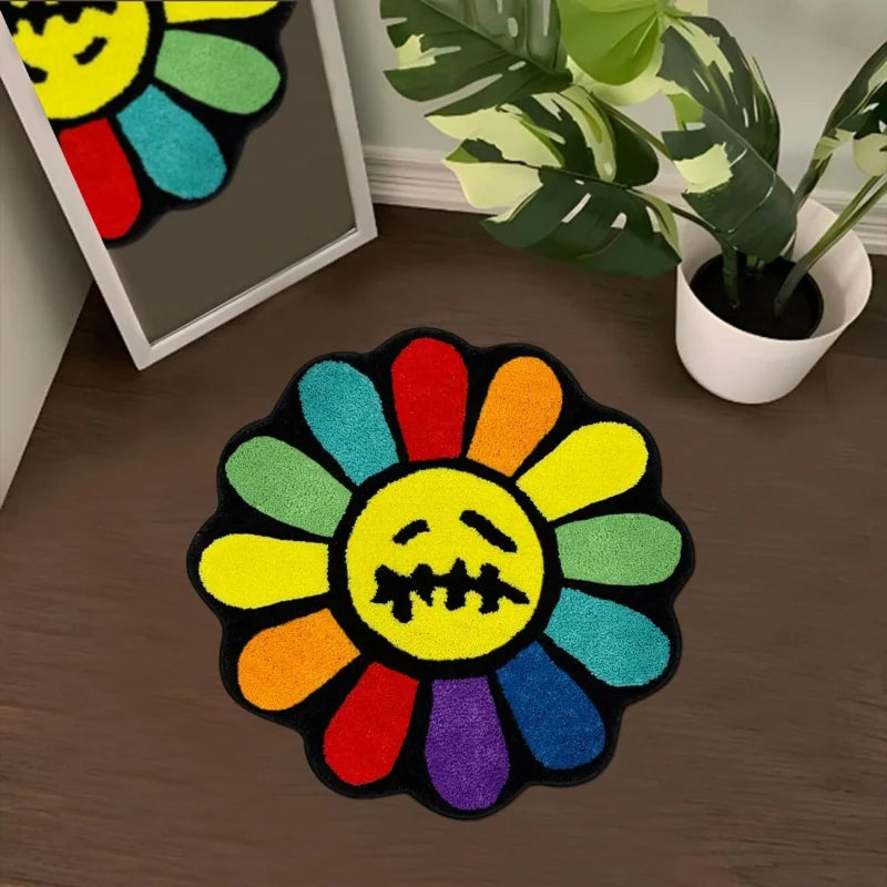 Gothic Sunflower Floor Mat Absorbency Non-Slip Bathroom Mat Living Room Bedroom Bed Side Carpet Home Decoration