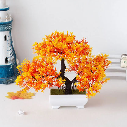 Artificial Plant Bonsai Plastic Small Tree Pot Fake Plant Flower Potted Ornaments for Home Room Table Garden Hotel Decoration