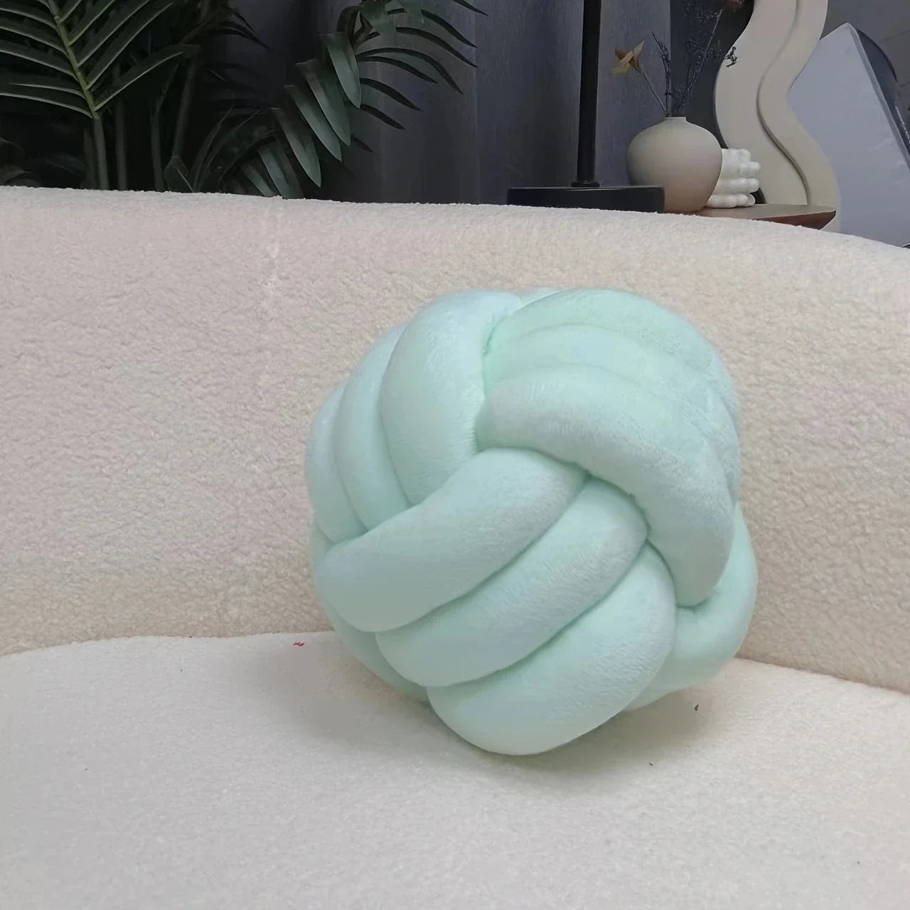 1Pc-Handwoven Knotted Ball Pillow, Soft Home Decoration, Plush Pillow, round Throw Pillow, Bed Knotted Pillow