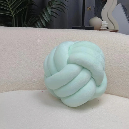 1Pc-Handwoven Knotted Ball Pillow, Soft Home Decoration, Plush Pillow, round Throw Pillow, Bed Knotted Pillow