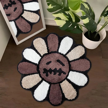Gothic Sunflower Floor Mat Absorbency Non-Slip Bathroom Mat Living Room Bedroom Bed Side Carpet Home Decoration