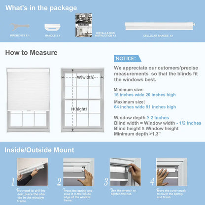 Wholesale High Quality Privacy Blackout Thermal Insulated No Drill Cordless Honeycomb Blinds for Hotel