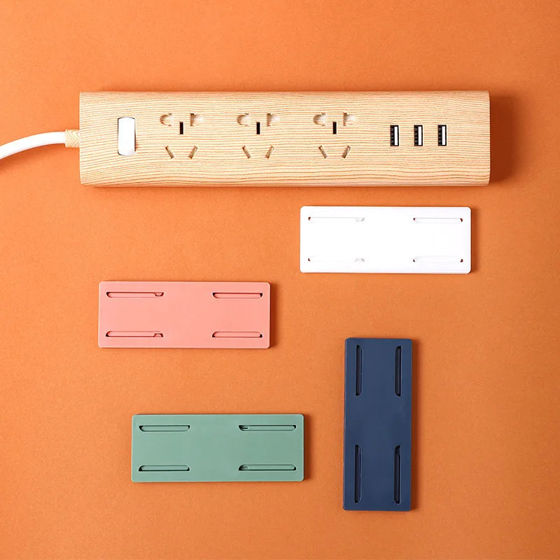 Wall-Mounted Holder Punch-Free Plug Fixer Self-Adhesive Socket Fixer Cable Power Strip Holder Cable Wire Organizer Rack