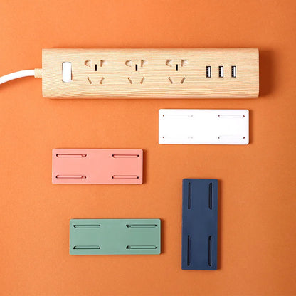 Wall-Mounted Holder Punch-Free Plug Fixer Self-Adhesive Socket Fixer Cable Power Strip Holder Cable Wire Organizer Rack