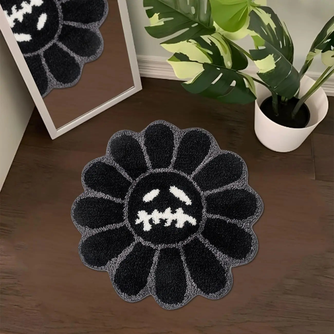Gothic Sunflower Floor Mat Absorbency Non-Slip Bathroom Mat Living Room Bedroom Bed Side Carpet Home Decoration