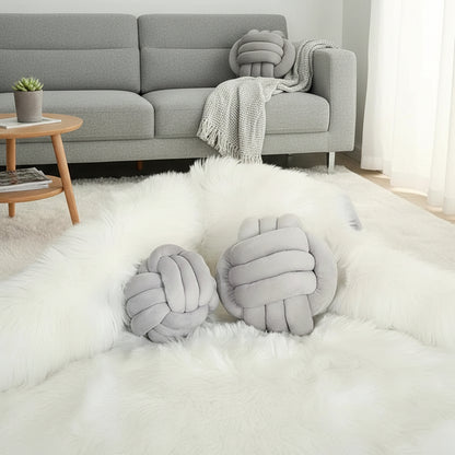1Pc-Handwoven Knotted Ball Pillow, Soft Home Decoration, Plush Pillow, round Throw Pillow, Bed Knotted Pillow