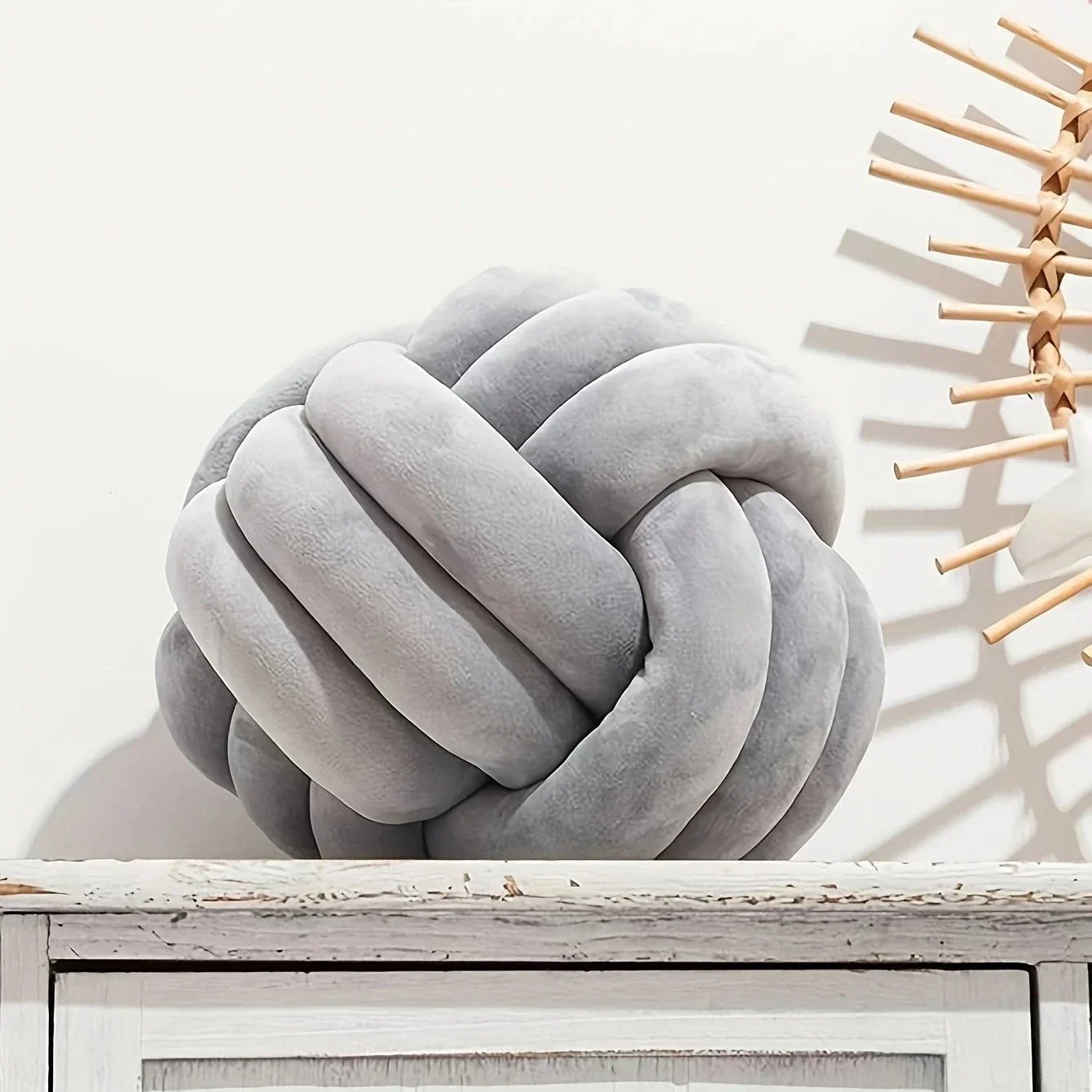 1Pc-Handwoven Knotted Ball Pillow, Soft Home Decoration, Plush Pillow, round Throw Pillow, Bed Knotted Pillow